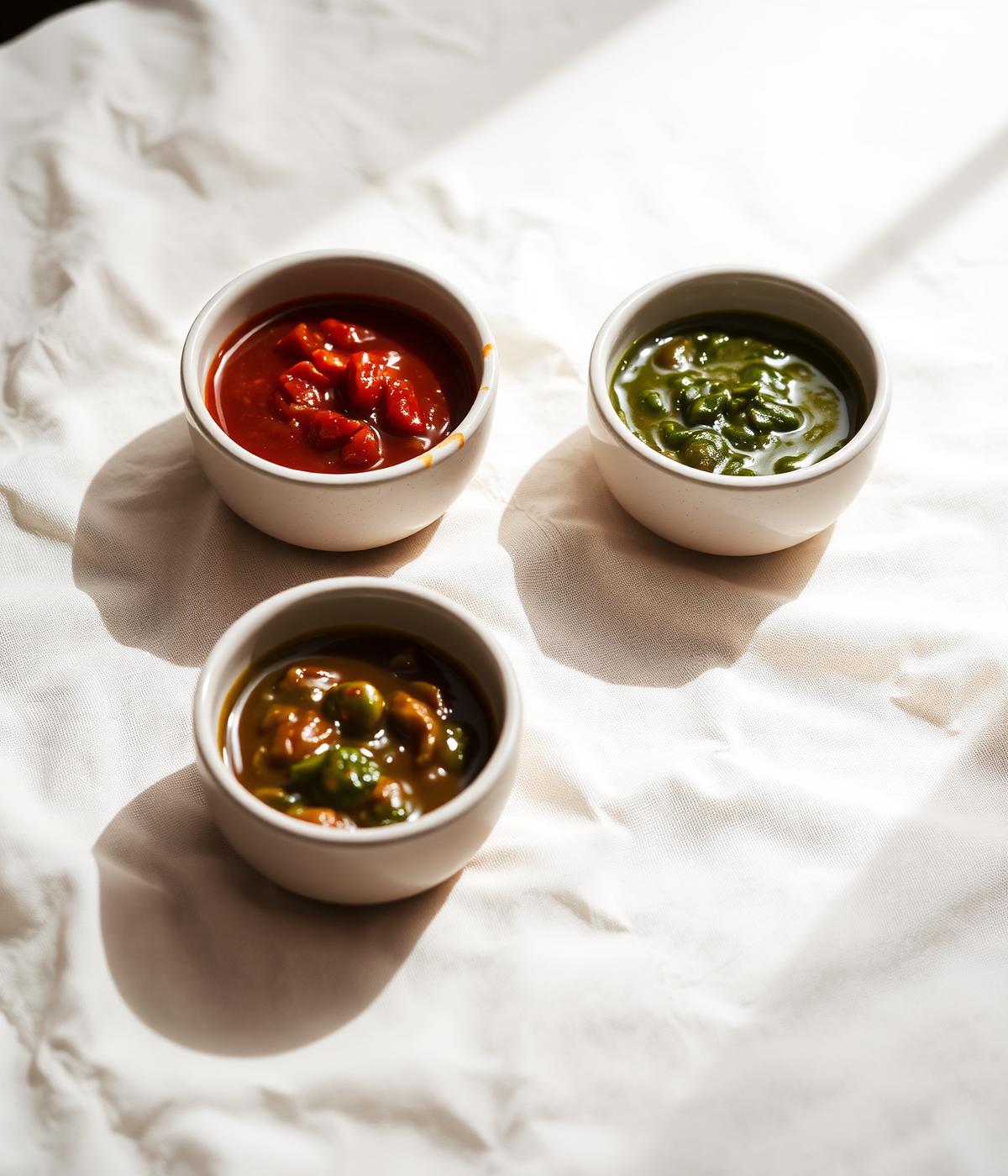 Three bowls of house salsa